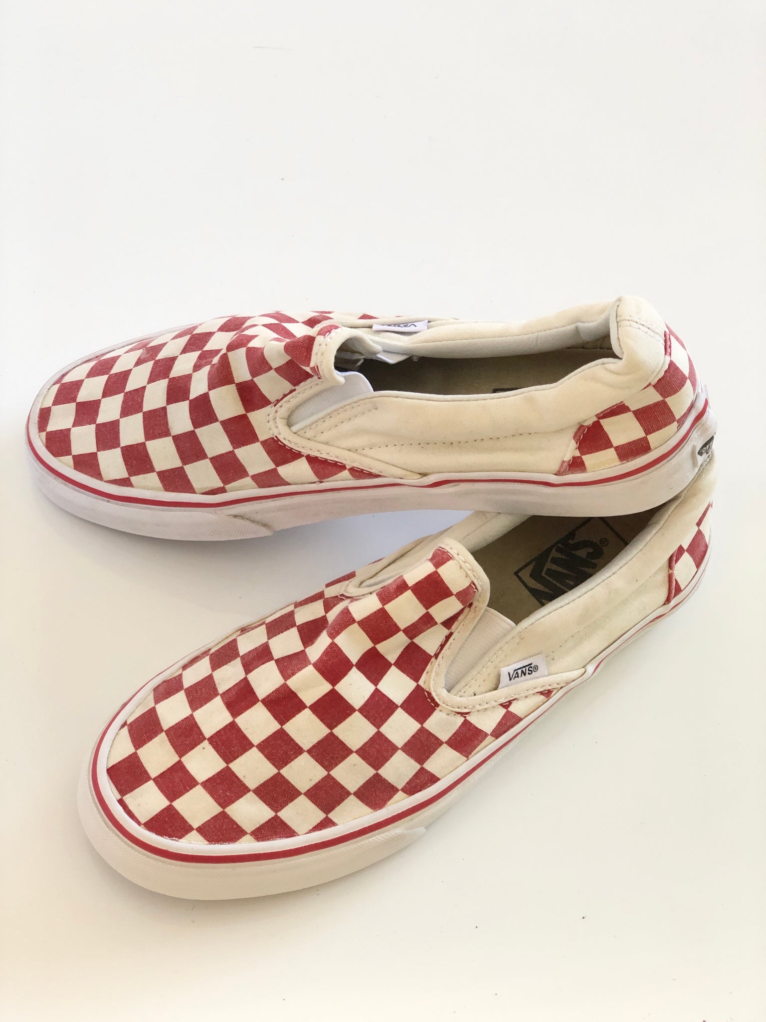 SAMPLE:  Red Checkered Slip-On Vans