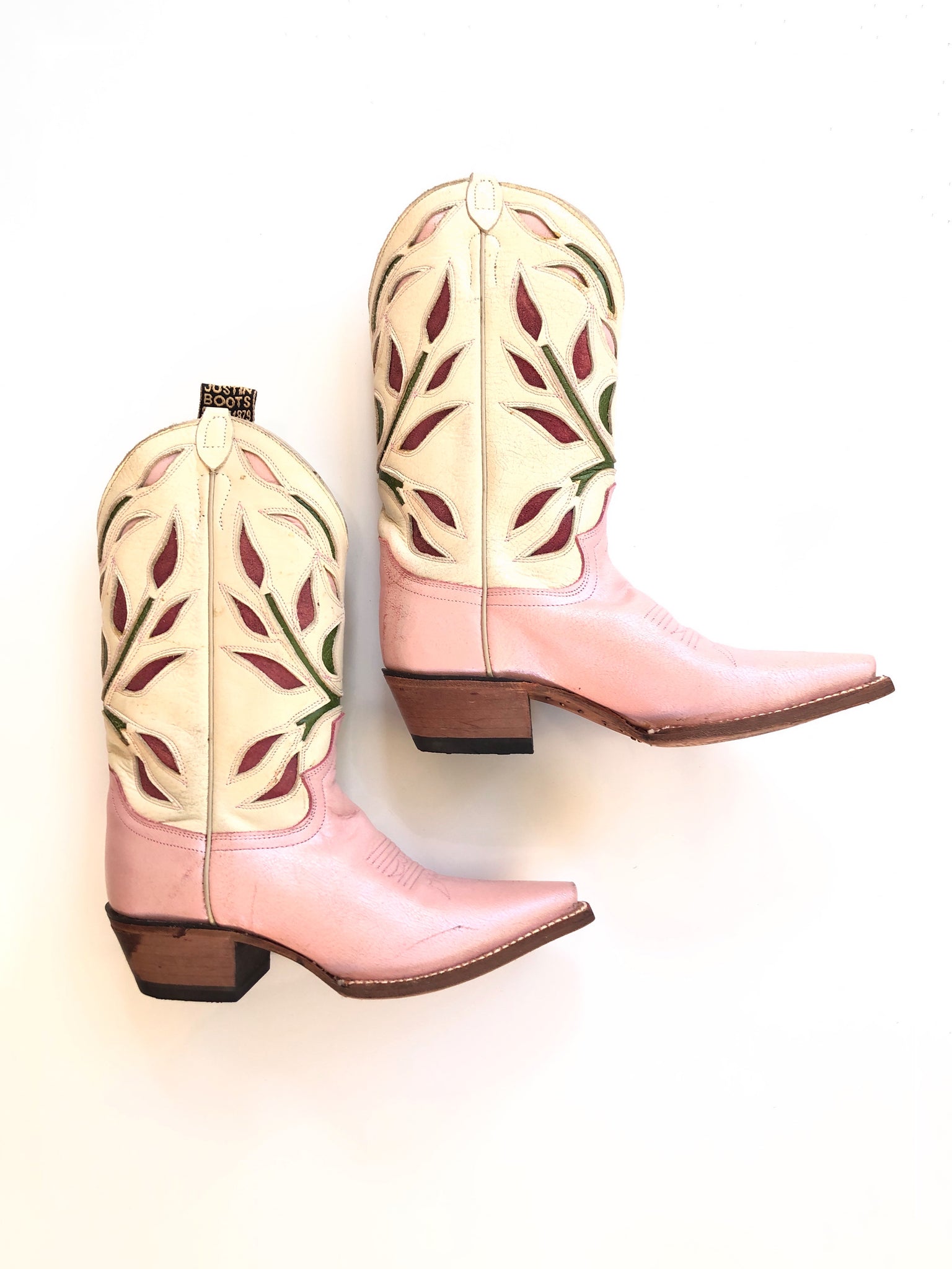 VINTAGE: Pink Floral Cowboy Boots