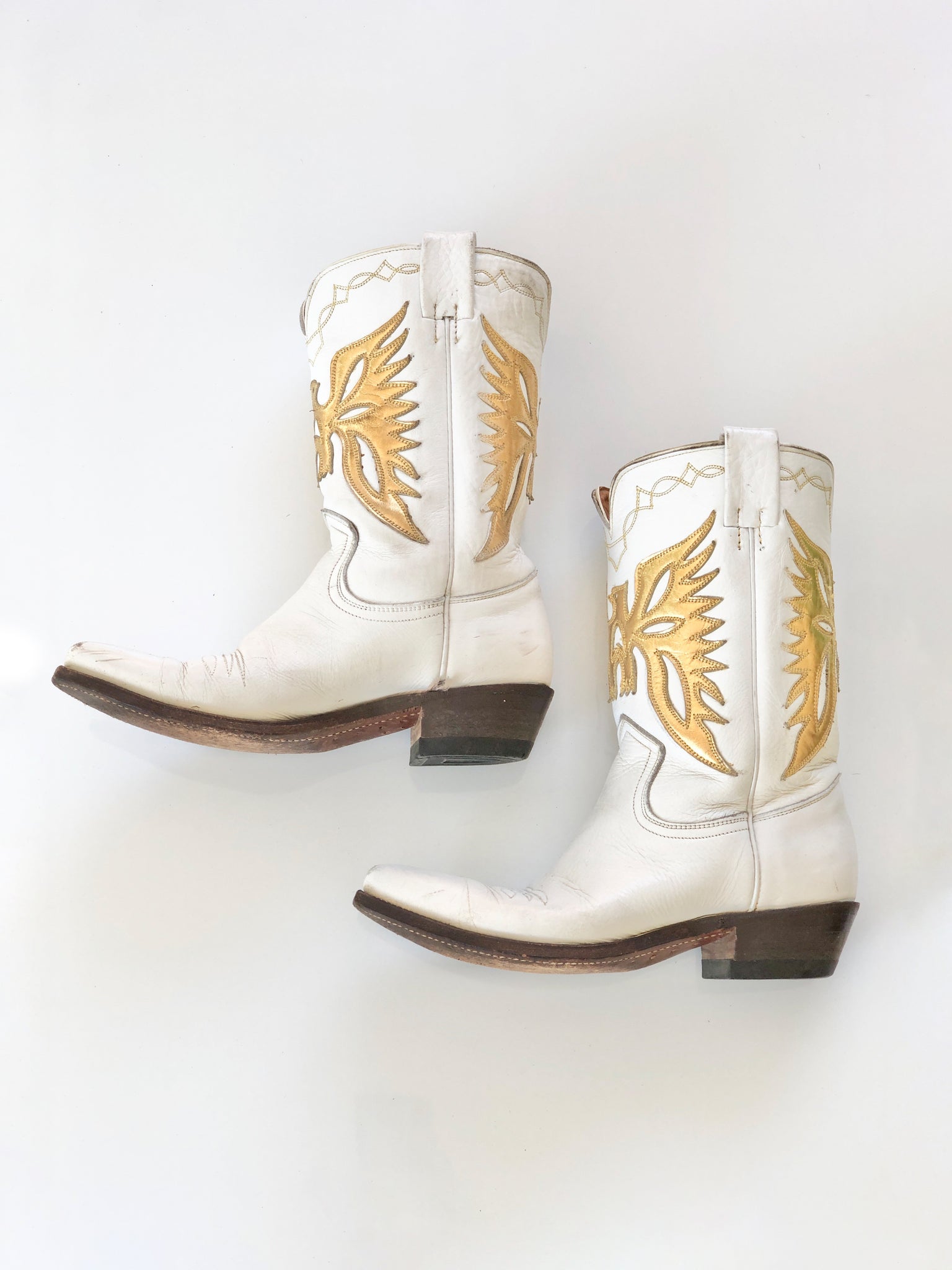 VINTAGE: Gold Metallic Eagle Cowboy Boots