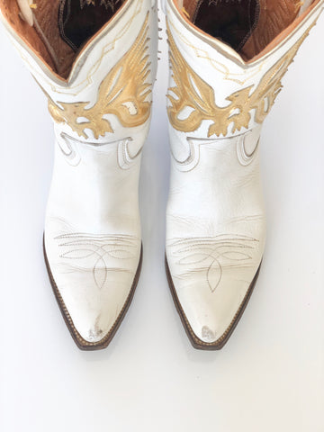 VINTAGE: Gold Metallic Eagle Cowboy Boots