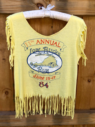 VINTAGE: Yellow Low Bucks Fringe Tee