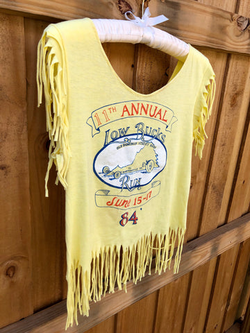 VINTAGE: Yellow Low Bucks Fringe Tee