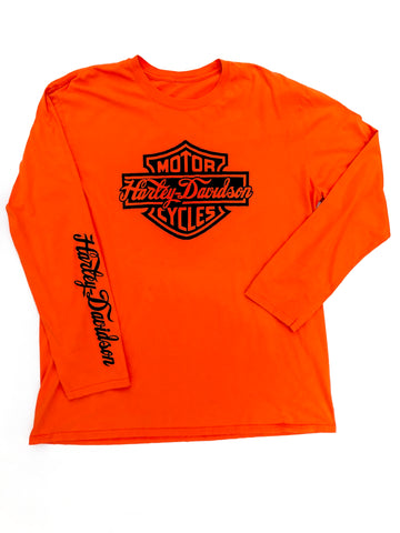 VINTAGE: Orange Harley Long-Sleeve Shirt