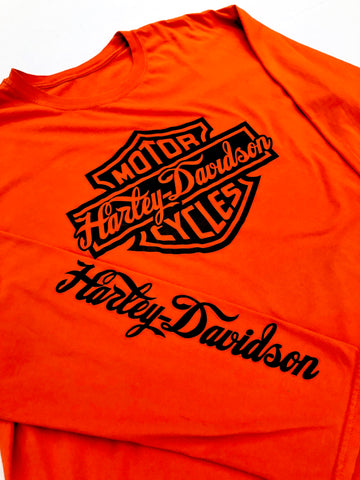 VINTAGE: Orange Harley Long-Sleeve Shirt