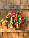 SAMPLE:  Neon Geometric Ruffle Skirt