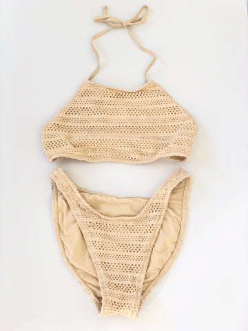 VINTAGE: Cream Halter Bikini