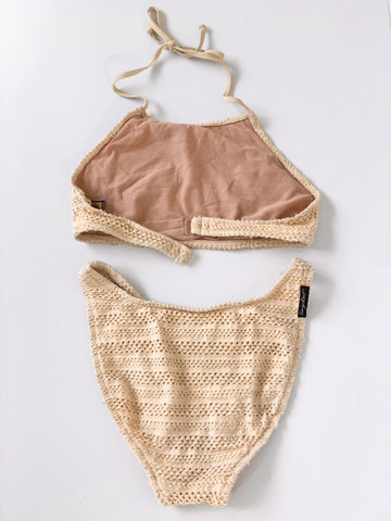 VINTAGE: Cream Halter Bikini