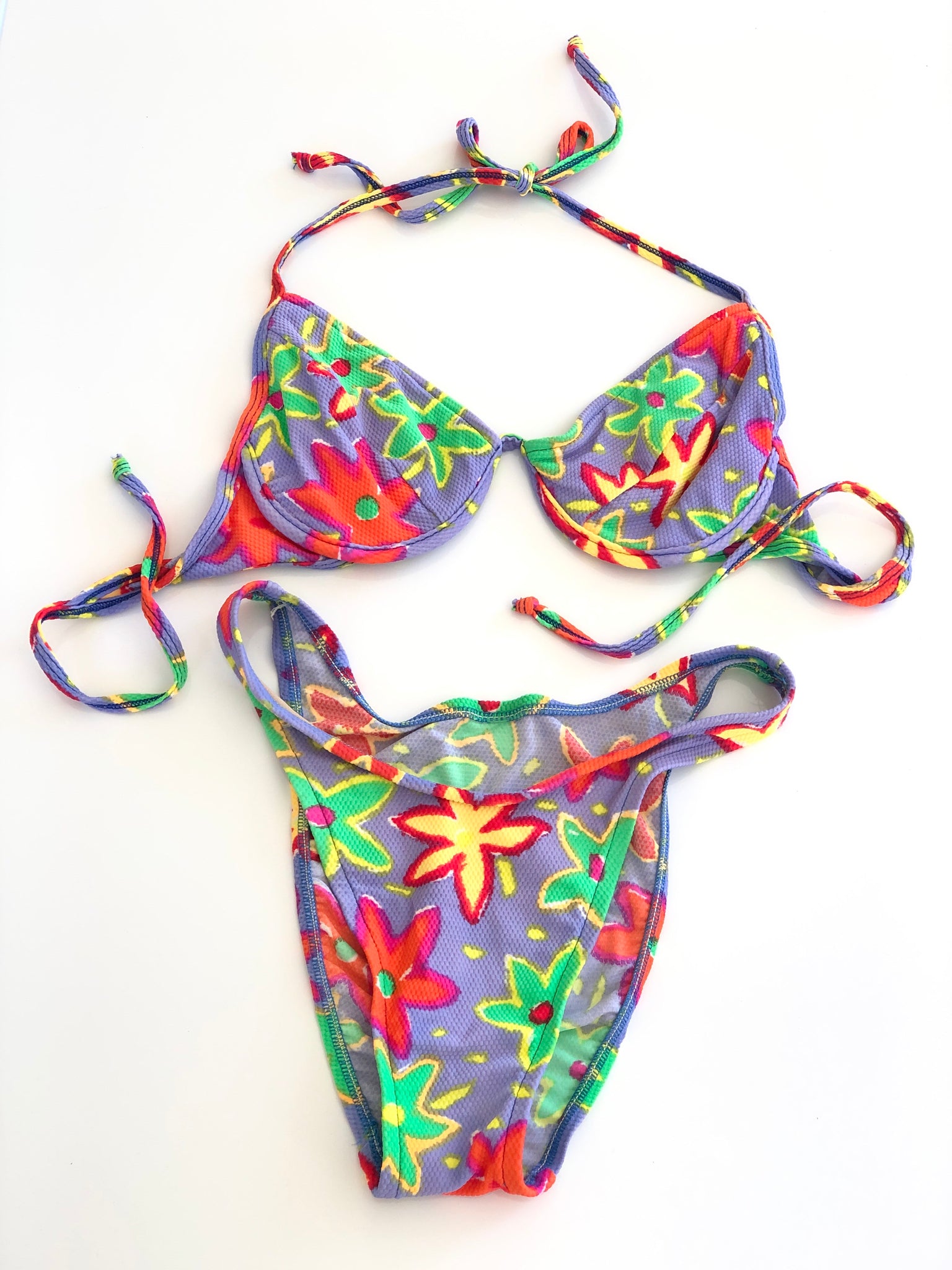 VINTAGE: Pastel Floral String Bikini