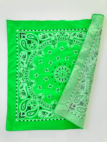 VINTAGE: Cotton Bandana - Bright Green