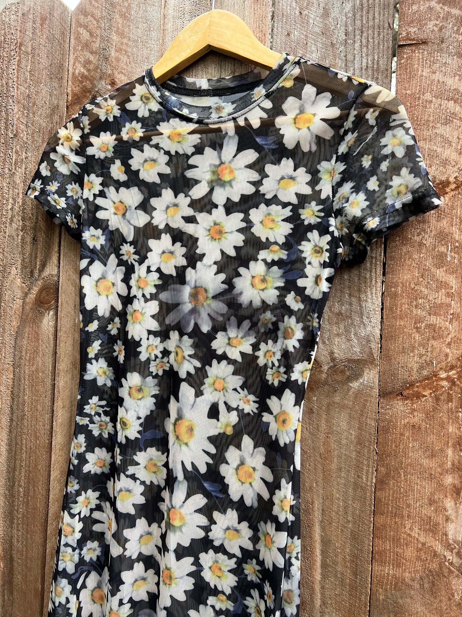 VINTAGE: Mesh Sunflower Print Dress