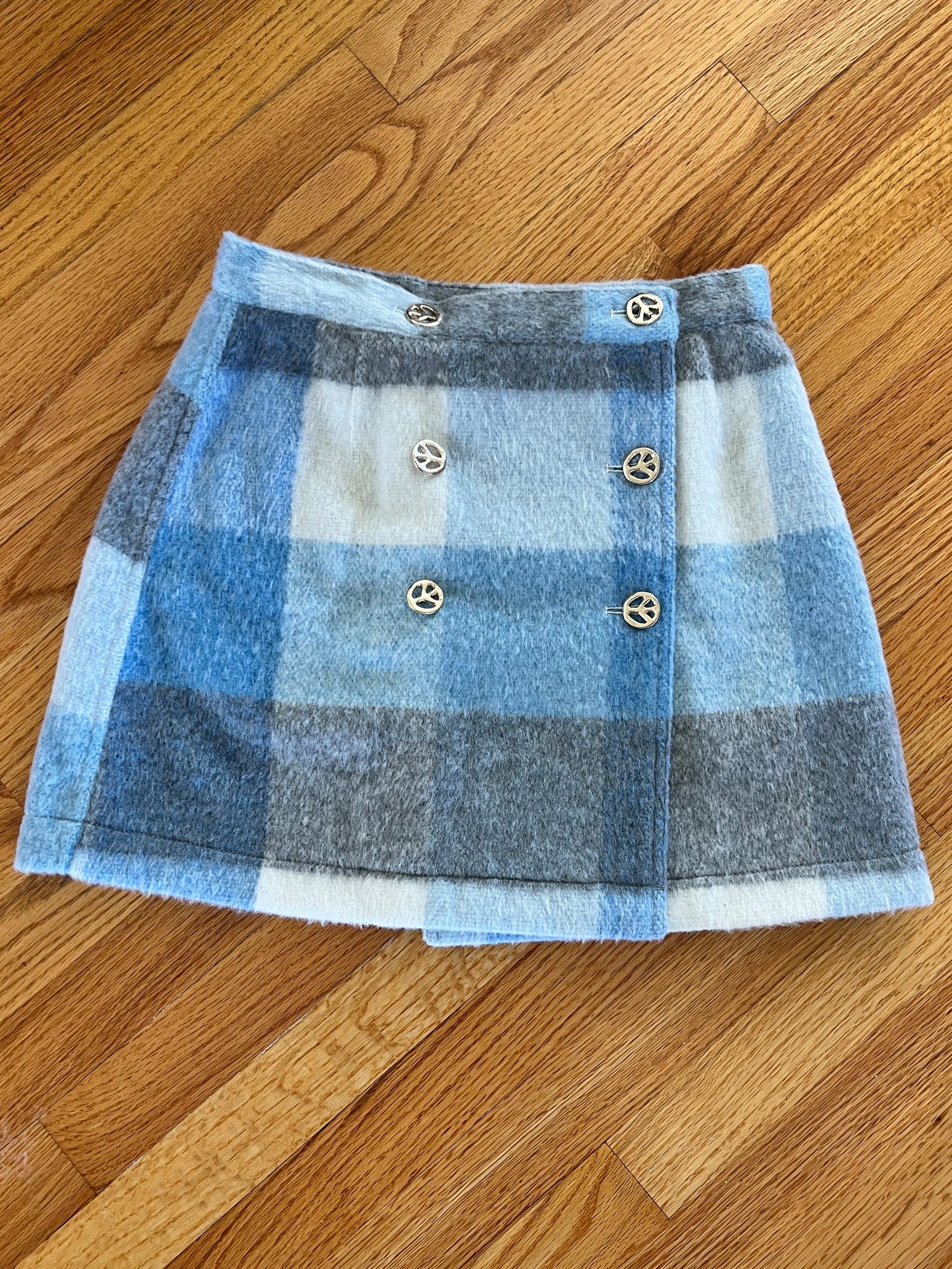 VINTAGE: Blue Plaid Wool Skirt