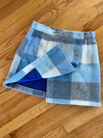 VINTAGE: Blue Plaid Wool Skirt