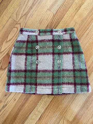 VINTAGE: Green Plaid Wool Skirt