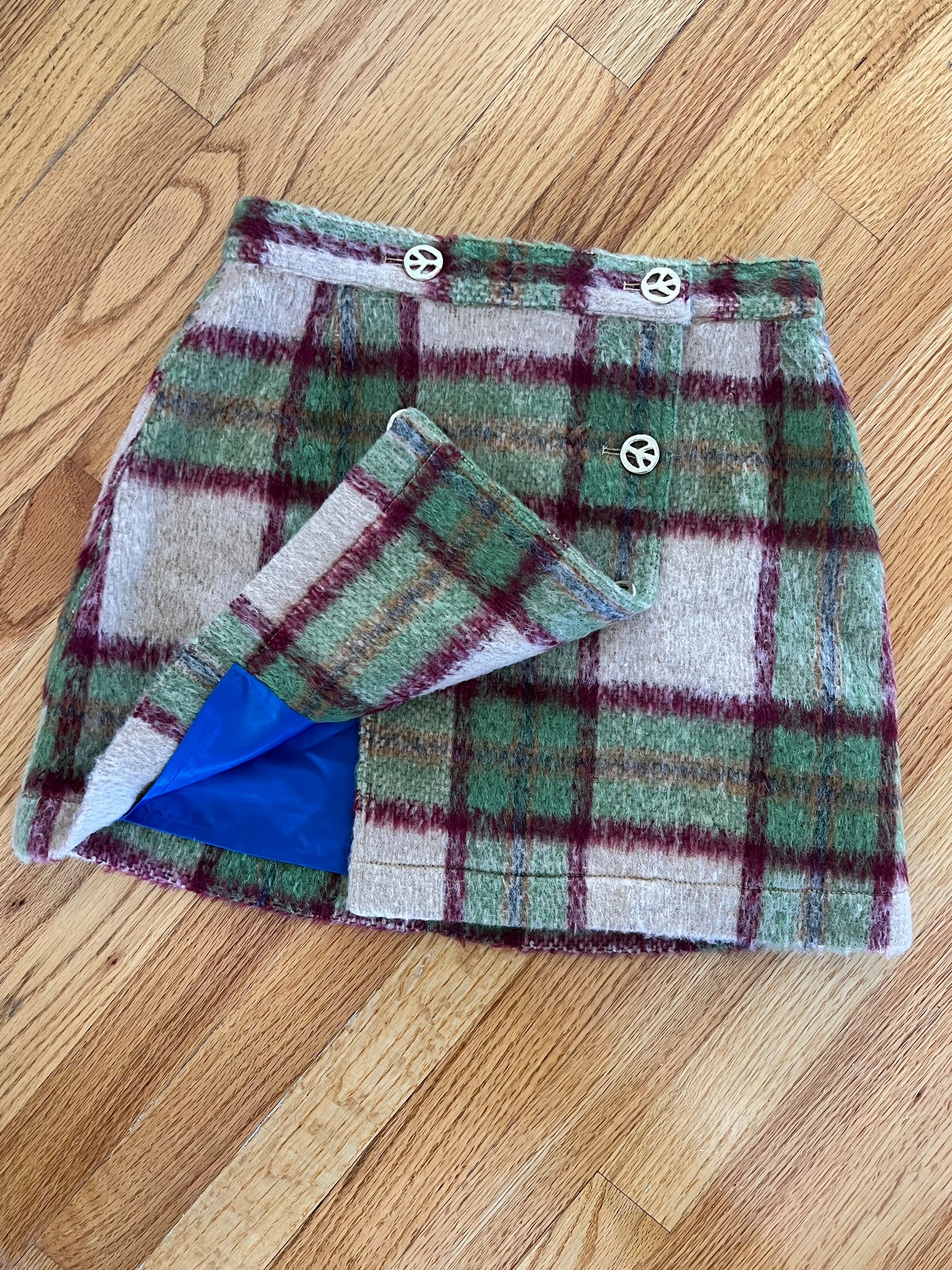 VINTAGE: Green Plaid Wool Skirt