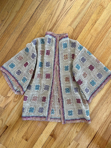 VINTAGE: Crocheted Patchwork Cardigan