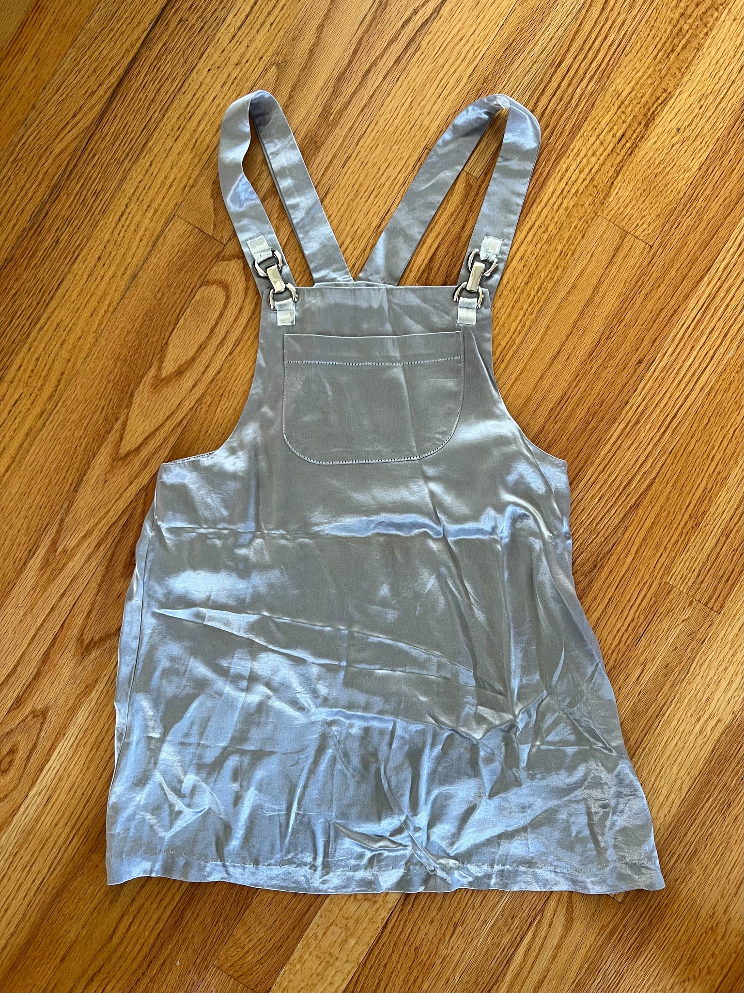 VINTAGE: Silver Satin Overall Dress