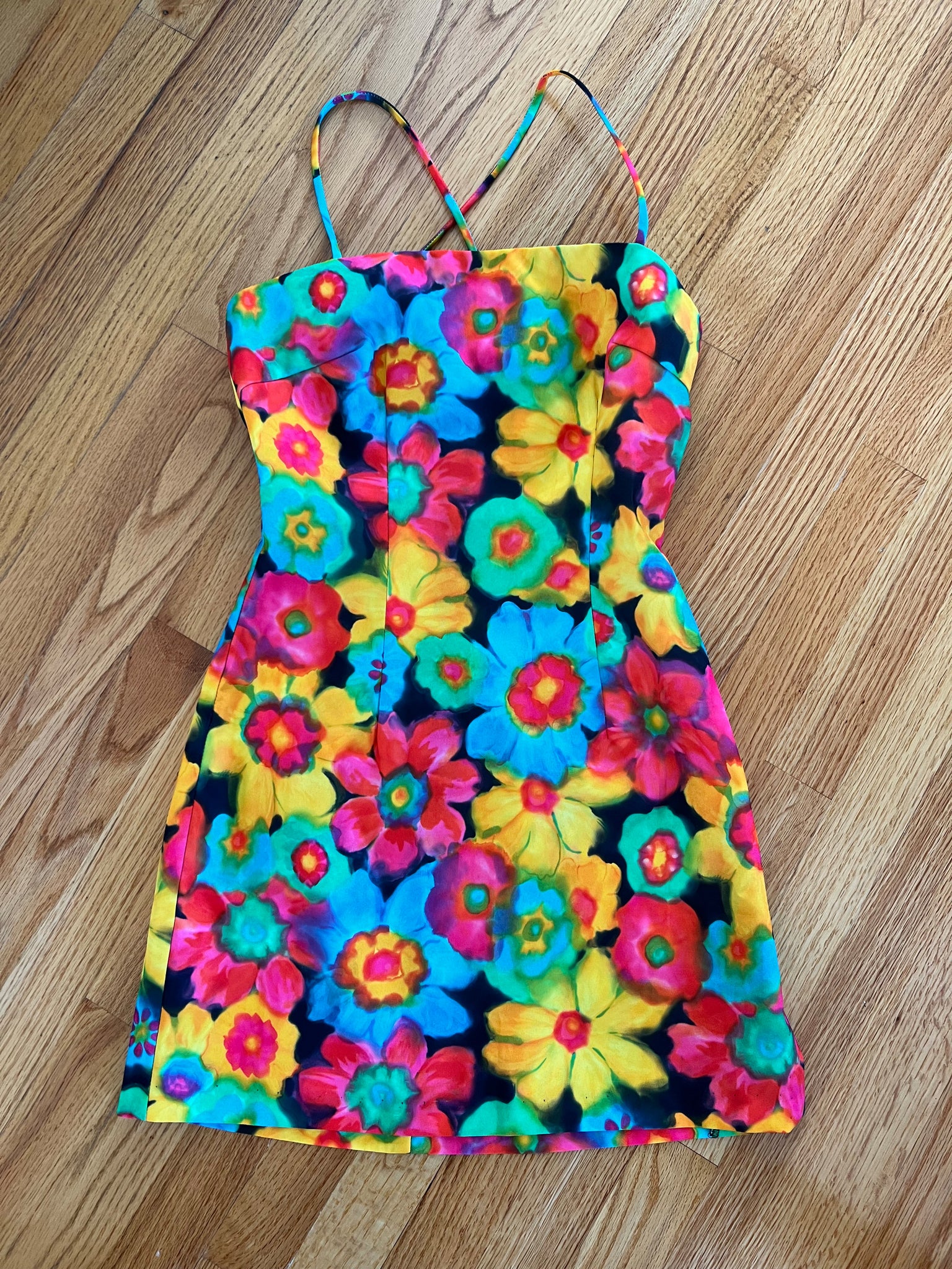 VINTAGE: Bright Floral Mini Dress