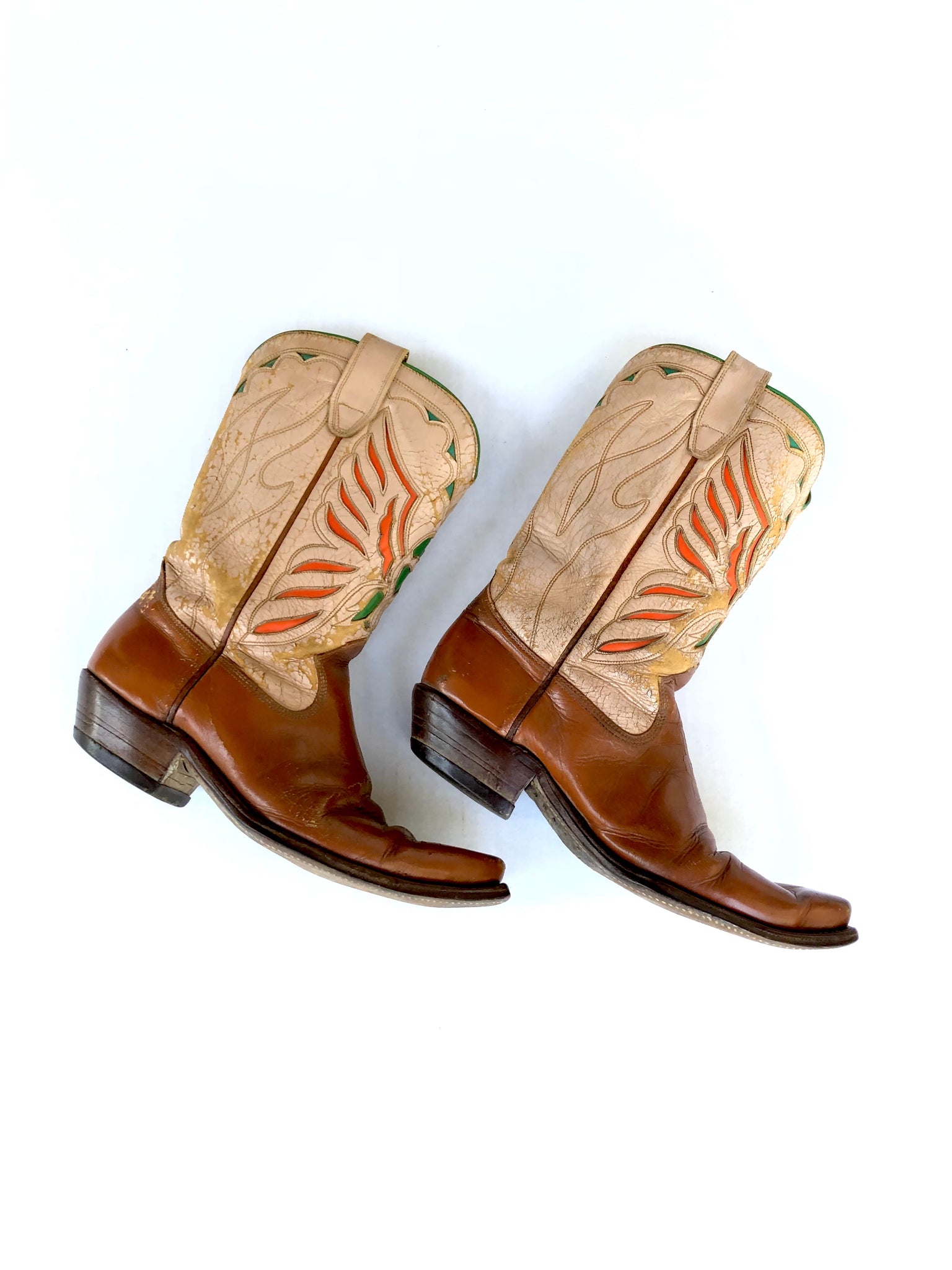 VINTAGE: 1950s Fire Bird Leather Cowboy Boots