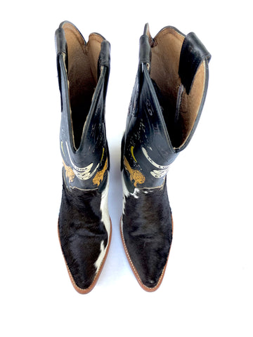 Vintage: Brother Vellies Cowhide & Astrology Cowgirl Boots